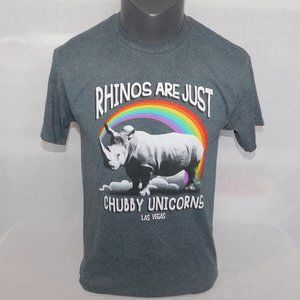 RHINOS ARE JUST  CHUBBY UNICORNS Las Vegas Rainbow Mens M Graphic T Shirt